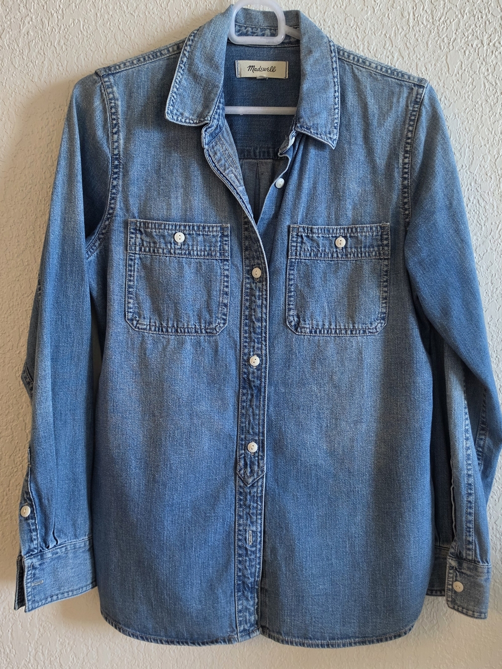 Madewell Women's Denim Button Front Shirt Size S Blue 100% Cotton Chambray